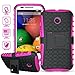 ElBolt Motorola E / Moto E 3 in 1 Bundle Armor Grenade Viewing Stand/Kickstand Hard Gel Case- Hot Pink (Free Ultra-Sensitive Stylus Pen and Premium Screen Protector by ElBolt TM)