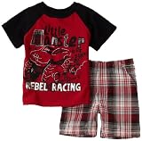 Little Rebels Baby-boys Infant Little Monster Printed Jersey With Matching Plaid Short Set