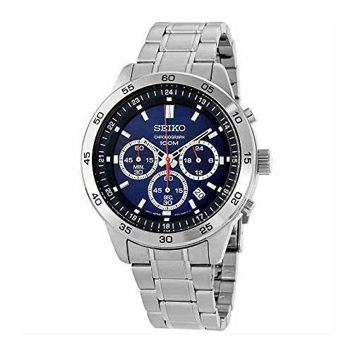 SEIKO SKS517P1,Men's Chronograph,Stainless Steel Case & Bracelet,Silver Tone,Dark Blue Dial,100m WR,SKS473