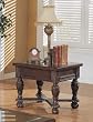 Dark Mohagany Glass Top End Table By Coaster Furniture