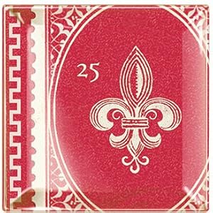 Fleur de Lis Small Glass Transferware Square Tray