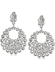 Sutra Two tone Sterling Silver Rose Cut White Topaz Bezel Set Earrings