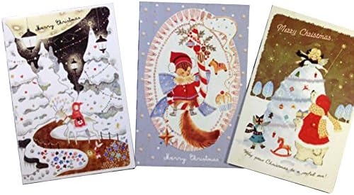 Happy Bag Creative Illustration Hand Drawn Design Christmas Greeting Cards (A set of three)