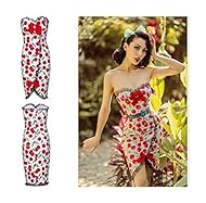 Strapless General Print Lace Bodycon Dress/Club Dress/Evening Dress/Prom Dress/Party Dress/Mini Dress 