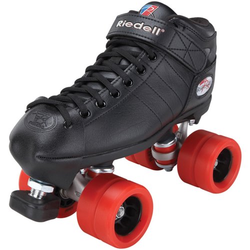 Riedell R3 Derby Roller Derby Skates Black Boots with Red Flat Out