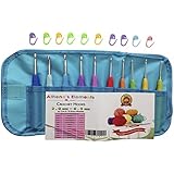 NEW 6.5mm! Crochet Hook Set 10 Hooks w Ergonomic Handles, Organizer, 10 Stitch Markers. Perfect Set For Comfort & Works Best For Arthritic Hands! Deep Throat, Sharp & Smooth Needles Designed for Knife and Pencil Holder. Packed in Sturdy Travel Case.