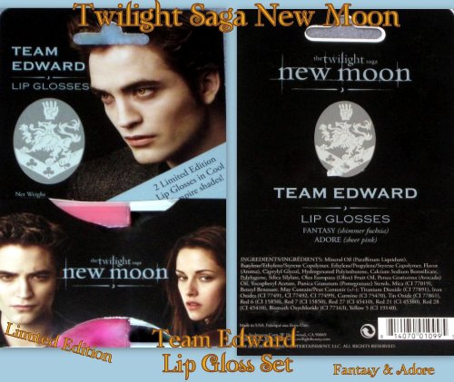 Twilight Saga New Moon: Team Edward Lip Gloss Set - Vampire Shades Fantasy and Adore Set of 2 Lip Glosses Limited Edition