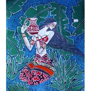 Batik Tapestry on Amazon Com Chinese Batik Tapestry Long Hair Girl Jug Wall Hanging