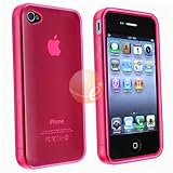 TPU Rubber Skin Case Compatible With Apple iPhone 4, Clear Hot Pink
