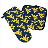 West Virginia University WVU Logo Oven Mitt Potholder Set for Kitchen Tailgating Barbecue or Outdoor Cooking POT HOLDER SET GIFT IDEA