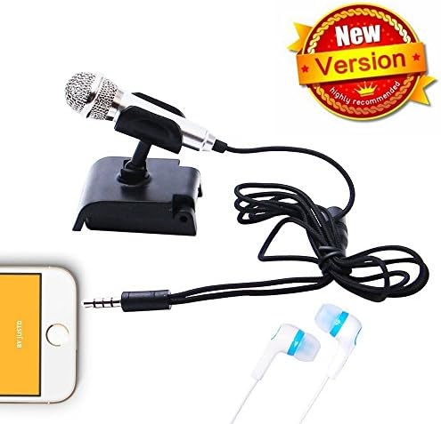 Mini Microphone with a Pair of Wired Headphones, Dynamic Microphone Voice Recording chatting on Cellphones,Tablets,Laptops,Computers (Silver)