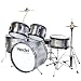 Mendini MJDS-5-SR Complete 16-Inch 5-Piece Silver Junior Drum Set with Cymbals, Drumsticks and Adjus