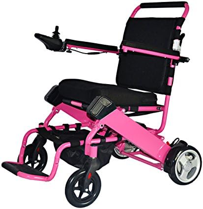 FOLD-N-GO Power Wheelchair (Hot Pink) | Only 46 LBS with Battery | Driving Range 12 Miles Per Charge | Max Speed 4 MPH | Airplane Approved Lithium Battery | 3-Year Warranty | Electric Wheelchair