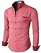 H2H Mens Casual Slim Fit Oxford Button Down Shirts with Chest Pocket