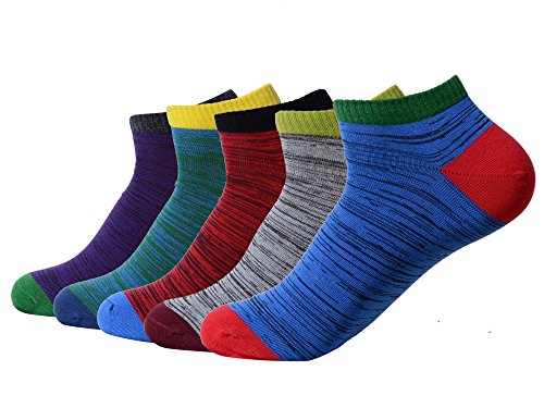 QBSM 5 Pack Men Men s Colorful Striped Happy Ankle Cotton Crew Socks Sock
