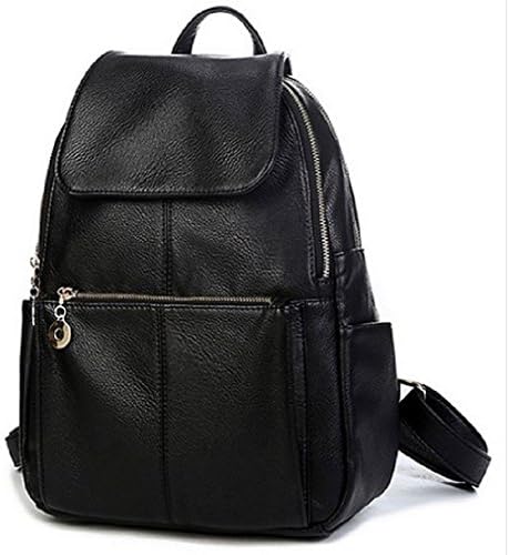 Brand designer women Simple Style backpack fashion PU leather Black school bag for girls large capacity shoulder travel bag