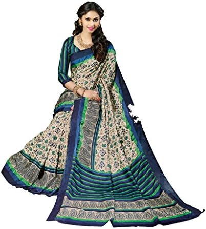 Vipul Indian, Pakistani &amp; Bollywood Designer Silk Blue Beige Printed Saree