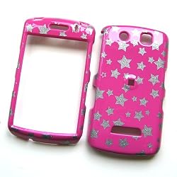 RIM BlackBerry Storm 9530 Thunder 9500 Snap On Protector Hard Case Image Cover Glitter Stars Pink