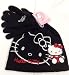 Black Hello Kitty Beanie Hat with Glove Set