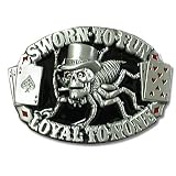 Sworn to Fun Loyal to None Pewter Skull Belt Buckle