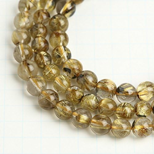 Star burst Rutilated Quartz Rutile Sun Round 5-5.5mm Beads Strand 1 Strand apprx 15" Gold Jewerly Making Gemstone #A0005502