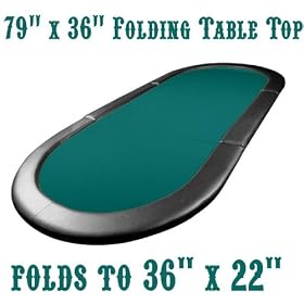 Texas Hold'em Poker Padded Table Top (Green) (3"H x 79"W x 36"D)