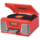 Crosley CR712 Autorama Turntable with CD Player and AM/FM Radio- Red
