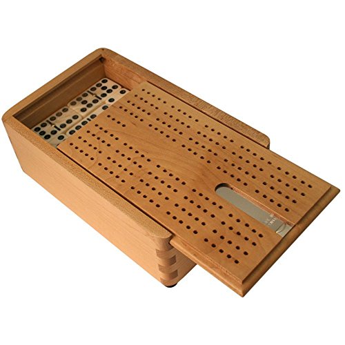 David Dominoes and Cribbage Board in Maple Wood Domino Shaped Case