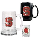 North Carolina State Wolfpack 15oz Tankard, 15oz Ceramic Mug & 2oz Shot Glass Set - Primary Logo NCAA College Athletics