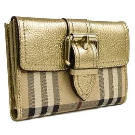 Burberry Haymarket Coated Canvas Gold Leather Credit Purse 3207026