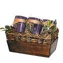 Lavender Scented Candle Gift Basket - Purple Pillars and Votives - Christmas Holiday Gift Idea for Her