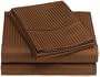 Renaissance Collection 600-Thread-Count Woven Cotton Stripe Queen Sheet Set, Chocolate