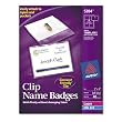 Badge Holders w/Laser/Inkjet Inserts, Top Load, 3 x 4, White, 40/Box