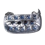 Small Bejeweled Hobo Handbag Purse - (4 Different Colors), Silver