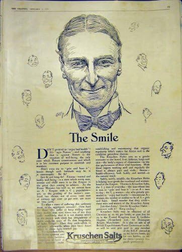 Smile Kruschen Salts Medical Advert Old Print 1919