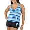 Women's Plus Size Mossimo® Black: Swim Collection - Cobalt Stripe/ Ebony