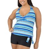 Women's Plus Size Mossimo Black: Swim Collection - Cobalt Stripe/ Ebony