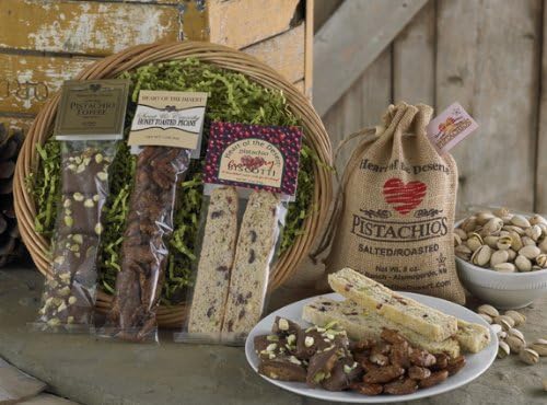 A Round of Applause Basket includes pistachios from Eagle Ranch, Alamogordo, New Mexico