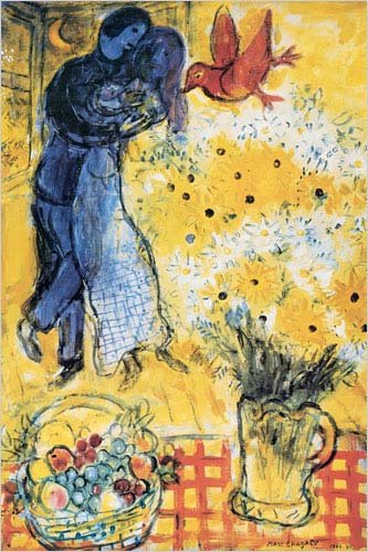 Les Amoureux aux Marguerites by Marc Chagall Poster Print, 24x36