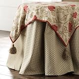 IMAGE OF Jardin d'Ete with Ribbon Trim & Tassels Square Topper 45 IN Square Topper- Ballard Designs