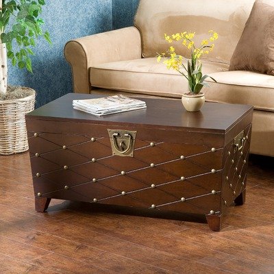 SEI Espresso Nailhead Cocktail Table Trunk