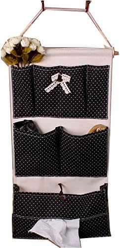 Luoka Over the Door Magazine Storage Pockets Hooks Books Organizational Back to School Office Home, 11'W x22"H, Cotton Fabric Hanging Storage Bag