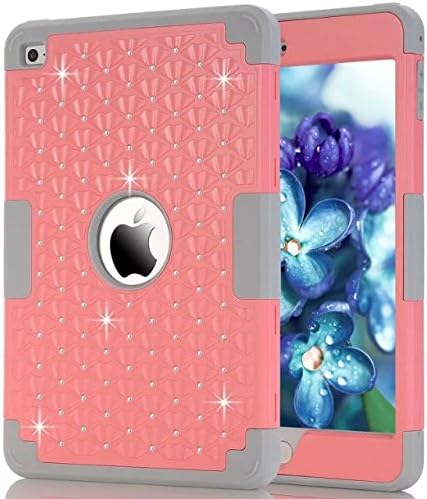 iLovely iPad Mini 4 Case, Kids Star Flash Series Shock-Absorption High Impact Resistant Heavy Duty Protective Case For iPad Mini 4 (Red + Gray)