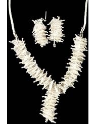 Superfine Weave Net Necklace with Earrings Set - Sterling Silver