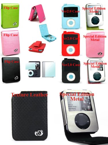 Apparel: Apple 3rd Generation iPod Nano 4gb 8gb Video Premium Leather Flip Carrying Case with Belt Clip And Bundle with 3 Piece Shield Protector   Available in 5 Colors  MP3 Player NOT Included 
