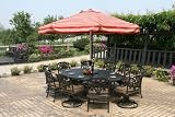 Alfresco Home Botanica Cast Aluminum 100 Inch Oval Table Dining Group