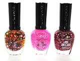 Sparkling Glitter Love 3 Piece Color Nail Lacquer Combo Set - Pink Twinkly Glitter