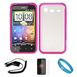 Durable Crystal Hard Case Cover with Pink Rubberized TPU Silicone Skin Edge ....