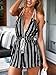 Choies Women's Cotton Black Stripe Drawing Waist Halter Romper Playsuit