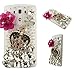 MobilePick Handmade Pretty White Pearls Imperial Crown and Hot Pink Rose Flower & Silvery Crystal Rhinestones Diamond Flower Pattern Hard Back Case Cover for LG G3